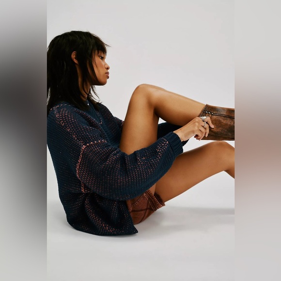 Free People Maisie Sweater in Midnight Cedar Combo - Picture 2 of 8